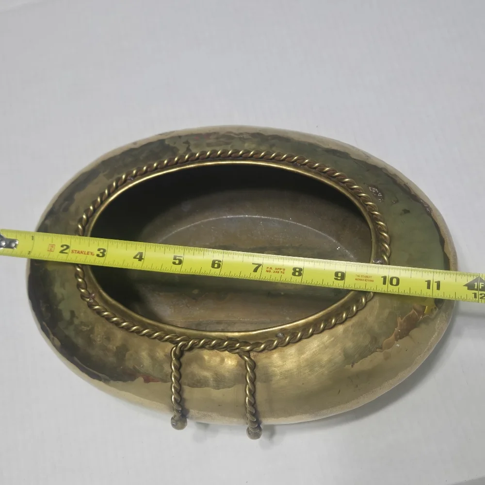 brass vase hammered vessel mid century modern container vintage planter plant - Picture 11 of 12
